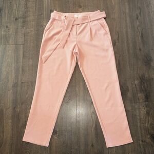 Loft Pants Womens Sz 4 LaceUp Straight Leg/Pockets Loose Fit Peach Pink Modern